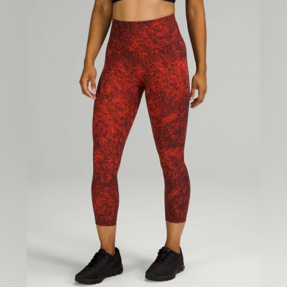 Lululemon | Wunder Train High Rise Crop Leggings in Red Size 20 - Picture 1 of 14